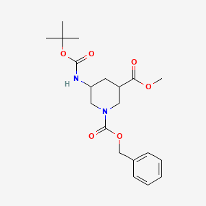 molecular formula C20H28N2O6 B595764 1-Benzyl 3-methyl 5-(tert-butoxycarbonylamino)piperidine-1,3-dicarboxylate CAS No. 1221819-24-4