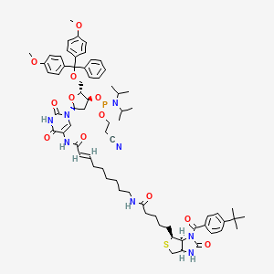 molecular formula C69H89N8O12PS B595767 5-[E-2-[N-[N-[N1-(4-T-Butylbenzoyl)-D-(+)-biotinyl]-6-aminohexyl]carboxamido]vinyl]-5'-O-(4,4'-dimethoxytrityl)-2'-deoxyuridine, 3'-[(2-cyanoethyl)-(N,N-diisopropyl)]phosphoramidite CAS No. 198080-40-9