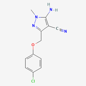 molecular formula C12H11ClN4O B595778 5-Amino-3-((4-chlorophenoxy)methyl)-1-methyl-1H-pyrazole-4-carbonitrile CAS No. 1260740-11-1