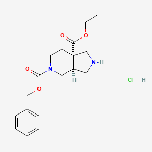 molecular formula C18H25ClN2O4 B595860 5-O-Benzyl 7a-O-ethyl (3aS,7aS)-2,3,3a,4,6,7-hexahydro-1H-pyrrolo[3,4-c]pyridine-5,7a-dicarboxylate;hydrochloride CAS No. 1260605-35-3