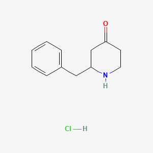 molecular formula C12H16ClNO B595864 2-Benzylpiperidin-4-one hydrochloride CAS No. 1245644-12-5