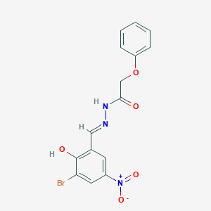 molecular formula C15H12BrN3O5 B5958726 N-[(E)-(3-bromo-2-hydroxy-5-nitrophenyl)methylideneamino]-2-phenoxyacetamide 