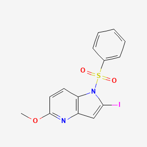 molecular formula C14H11IN2O3S B595873 1-(Phenylsulfonyl)-5-methoxy-2-iodo-4-azaindole CAS No. 1206181-42-1