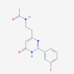 molecular formula C14H14FN3O2 B5958748 N-[2-[2-(3-fluorophenyl)-6-oxo-1H-pyrimidin-4-yl]ethyl]acetamide 