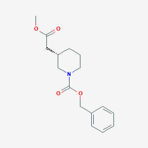 molecular formula C16H21NO4 B059588 benzyl (3S)-3-(2-methoxy-2-oxoethyl)piperidine-1-carboxylate CAS No. 1253792-17-4