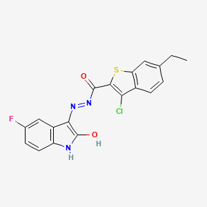 molecular formula C19H13ClFN3O2S B5958962 3-chloro-6-ethyl-N'-(5-fluoro-2-oxo-1,2-dihydro-3H-indol-3-ylidene)-1-benzothiophene-2-carbohydrazide 
