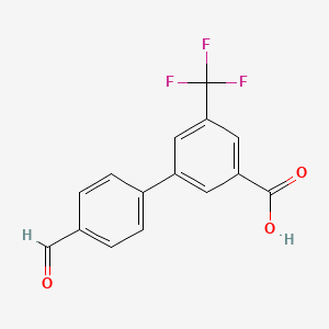 molecular formula C15H9F3O3 B595920 3-(4-Formylphenyl)-5-trifluoromethylbenzoic acid CAS No. 1261960-97-7