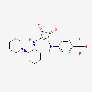 molecular formula C22H28F3N3O2 B595924 4-[[(1R,2R)-2-Piperidinocyclohexyl]amino]-3-[4-(trifluoromethyl)anilino]-3-cyclobutene-1,2-dione CAS No. 1211565-08-0