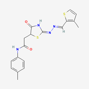 molecular formula C18H18N4O2S2 B5959250 N-(4-methylphenyl)-2-(2-{[(3-methyl-2-thienyl)methylene]hydrazono}-4-oxo-1,3-thiazolidin-5-yl)acetamide 