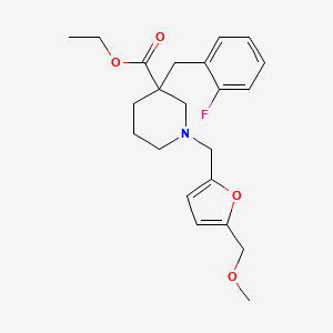 molecular formula C22H28FNO4 B5959549 ethyl 3-(2-fluorobenzyl)-1-{[5-(methoxymethyl)-2-furyl]methyl}-3-piperidinecarboxylate 