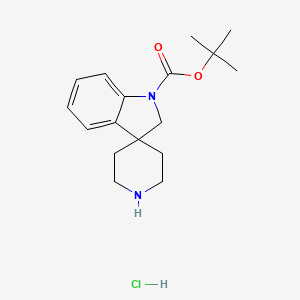 molecular formula C17H25ClN2O2 B595988 tert-Butyl spiro[indoline-3,4'-piperidine]-1-carboxylate hydrochloride CAS No. 1243474-66-9