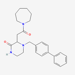 molecular formula C25H31N3O2 B5960125 3-[2-(1-azepanyl)-2-oxoethyl]-4-(4-biphenylylmethyl)-2-piperazinone 
