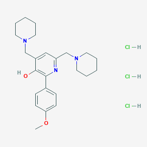 molecular formula C24H36Cl3N3O2 B5960190 2-(4-Methoxyphenyl)-4,6-bis(piperidin-1-ylmethyl)pyridin-3-ol;trihydrochloride 