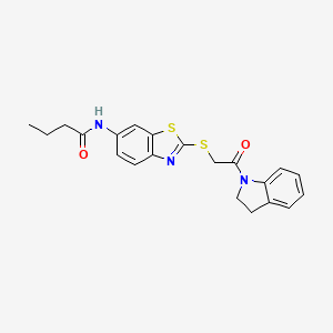 molecular formula C21H21N3O2S2 B5960195 N-[2-[2-(2,3-dihydroindol-1-yl)-2-oxoethyl]sulfanyl-1,3-benzothiazol-6-yl]butanamide 