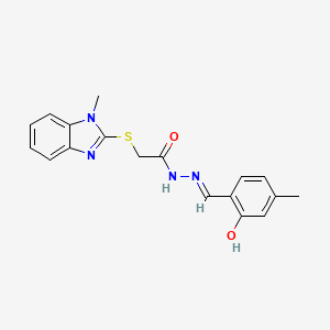 molecular formula C18H18N4O2S B5960203 N-[(E)-(2-hydroxy-4-methylphenyl)methylideneamino]-2-(1-methylbenzimidazol-2-yl)sulfanylacetamide 
