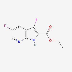 molecular formula C10H8FIN2O2 B596022 5-氟-3-碘-1H-吡咯并[2,3-b]吡啶-2-羧酸乙酯 CAS No. 1334499-86-3