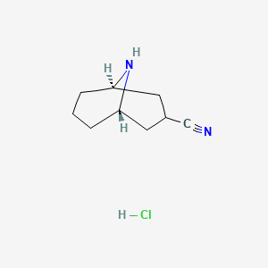 molecular formula C9H15ClN2 B596023 Exo-3-cyano-9-azabicyclo[3.3.1]nonane hydrochloride CAS No. 1363383-01-0