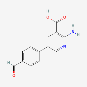 molecular formula C13H10N2O3 B596037 2-Amino-5-(4-formylphenyl)nicotinic acid CAS No. 1261953-83-6