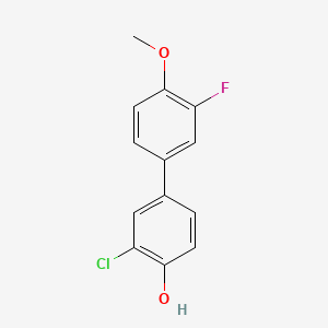 molecular formula C13H10ClFO2 B596043 2-Chloro-4-(3-fluoro-4-methoxyphenyl)phenol CAS No. 1261892-00-5