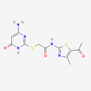 molecular formula C12H13N5O3S2 B5960533 N-(5-acetyl-4-methyl-1,3-thiazol-2-yl)-2-[(4-amino-6-oxo-1H-pyrimidin-2-yl)sulfanyl]acetamide 