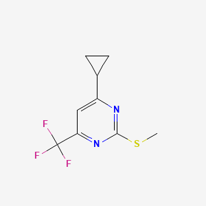 molecular formula C9H9F3N2S B596061 4-Cyclopropyl-2-(methylthio)-6-(trifluoromethyl)pyrimidine CAS No. 1263282-49-0