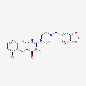 molecular formula C24H25ClN4O3 B5960636 2-[4-(1,3-benzodioxol-5-ylmethyl)piperazin-1-yl]-5-(2-chlorobenzyl)-6-methylpyrimidin-4(3H)-one 