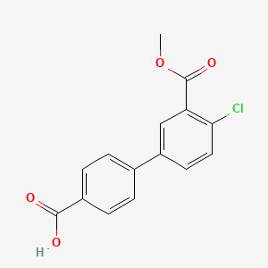 molecular formula C15H11ClO4 B596064 4'-Chloro-3'-(methoxycarbonyl)-[1,1'-biphenyl]-4-carboxylic acid CAS No. 1261998-46-2