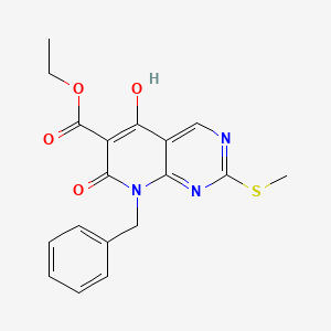 molecular formula C18H17N3O4S B596080 Ethyl 8-benzyl-5-hydroxy-2-(methylthio)-7-oxo-7,8-dihydropyrido[2,3-d]pyrimidine-6-carboxylate CAS No. 1253791-11-5