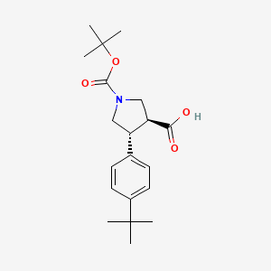 molecular formula C20H29NO4 B596091 (3S,4R)-1-(tert-butoxycarbonyl)-4-(4-tert-butylphenyl)pyrrolidine-3-carboxylic acid CAS No. 1263281-72-6