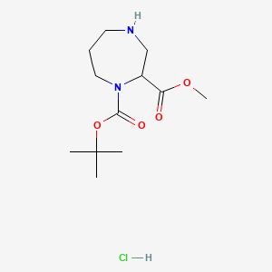 molecular formula C12H23ClN2O4 B596106 1-tert-Butyl 2-methyl 1,4-diazepane-1,2-dicarboxylate hydrochloride CAS No. 1253789-34-2