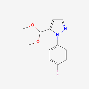 molecular formula C12H13FN2O2 B596117 5-(dimethoxymethyl)-1-(4-fluorophenyl)-1H-pyrazole CAS No. 1269293-52-8