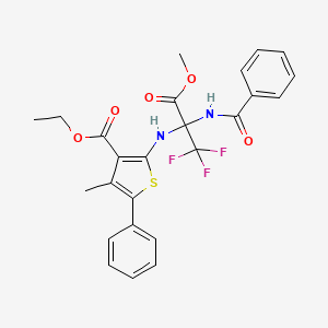 molecular formula C25H23F3N2O5S B5961185 Ethyl 4-methyl-5-phenyl-2-({1,1,1-trifluoro-3-methoxy-3-oxo-2-[(phenylcarbonyl)amino]propan-2-yl}amino)thiophene-3-carboxylate 