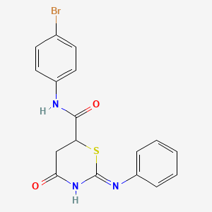 molecular formula C17H14BrN3O2S B5961295 N-(4-bromophenyl)-4-oxo-2-(phenylamino)-5,6-dihydro-4H-1,3-thiazine-6-carboxamide 