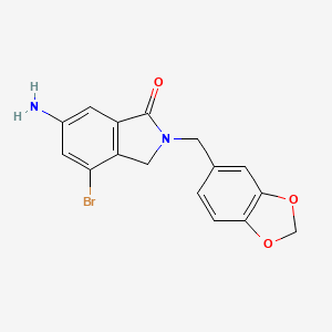 molecular formula C16H13BrN2O3 B596131 6-Amino-2-(benzo[d][1,3]dioxol-5-ylmethyl)-4-bromoisoindolin-1-one CAS No. 169043-96-3