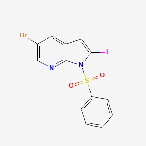 molecular formula C14H10BrIN2O2S B596132 1-(Phenylsulphonyl)-5-bromo-4-methyl-2-iodo-7-azaindole CAS No. 1227267-11-9