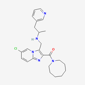 molecular formula C24H30ClN5O B5961405 N-{[2-(1-azocanylcarbonyl)-6-chloroimidazo[1,2-a]pyridin-3-yl]methyl}-1-(3-pyridinyl)-2-propanamine 