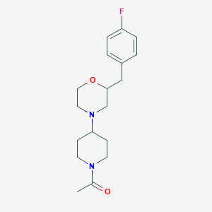 molecular formula C18H25FN2O2 B5961555 1-[4-[2-[(4-Fluorophenyl)methyl]morpholin-4-yl]piperidin-1-yl]ethanone 