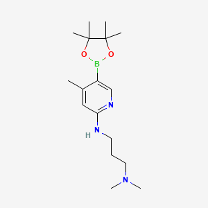 molecular formula C17H30BN3O2 B596160 N',N'-Dimethyl-N-[4-methyl-5-(4,4,5,5-tetramethyl-1,3,2-dioxaborolan-2-yl)pyridin-2-yl]propane-1,3-diamine CAS No. 1353718-66-7