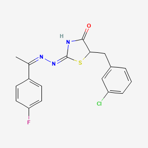 molecular formula C18H15ClFN3OS B5961615 5-(3-chlorobenzyl)-1,3-thiazolidine-2,4-dione 2-{[1-(4-fluorophenyl)ethylidene]hydrazone} 