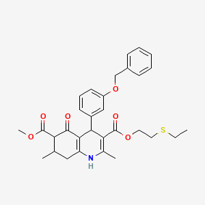 molecular formula C31H35NO6S B5961632 3-[2-(Ethylsulfanyl)ethyl] 6-methyl 4-[3-(benzyloxy)phenyl]-2,7-dimethyl-5-oxo-1,4,5,6,7,8-hexahydroquinoline-3,6-dicarboxylate 