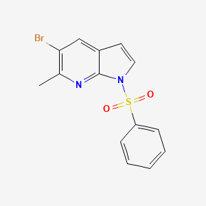molecular formula C14H11BrN2O2S B596166 5-Bromo-6-methyl-1-(phenylsulfonyl)-1H-pyrrolo[2,3-b]pyridine CAS No. 1227270-75-8