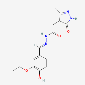 molecular formula C15H18N4O4 B5961737 N'-(3-ethoxy-4-hydroxybenzylidene)-2-(3-methyl-5-oxo-4,5-dihydro-1H-pyrazol-4-yl)acetohydrazide 