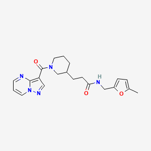 molecular formula C21H25N5O3 B5961741 N-[(5-methylfuran-2-yl)methyl]-3-[1-(pyrazolo[1,5-a]pyrimidine-3-carbonyl)piperidin-3-yl]propanamide 