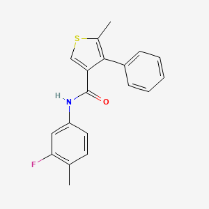 molecular formula C19H16FNOS B5961752 N-(3-fluoro-4-methylphenyl)-5-methyl-4-phenylthiophene-3-carboxamide 