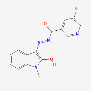 molecular formula C15H11BrN4O2 B5961761 5-bromo-N'-[(3Z)-1-methyl-2-oxo-1,2-dihydro-3H-indol-3-ylidene]pyridine-3-carbohydrazide 
