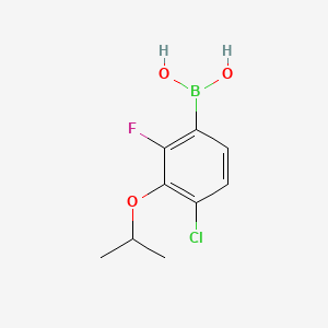 molecular formula C9H11BClFO3 B596183 4-Chloro-2-fluoro-3-isopropoxyphenylboronic acid CAS No. 1256346-21-0