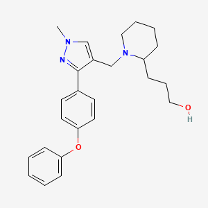 molecular formula C25H31N3O2 B5961857 3-(1-{[1-methyl-3-(4-phenoxyphenyl)-1H-pyrazol-4-yl]methyl}-2-piperidinyl)-1-propanol 