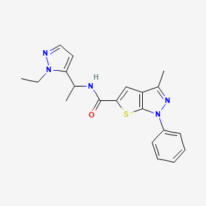 molecular formula C20H21N5OS B5961861 N~5~-[1-(1-ETHYL-1H-PYRAZOL-5-YL)ETHYL]-3-METHYL-1-PHENYL-1H-THIENO[2,3-C]PYRAZOLE-5-CARBOXAMIDE 