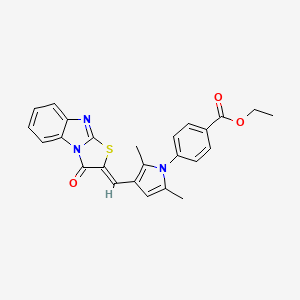 molecular formula C25H21N3O3S B5961979 ETHYL 4-(2,5-DIMETHYL-3-{[3-OXO[1,3]THIAZOLO[3,2-A][1,3]BENZIMIDAZOL-2(3H)-YLIDEN]METHYL}-1H-PYRROL-1-YL)BENZOATE 