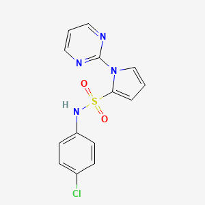 molecular formula C14H11ClN4O2S B596210 N-(4-chlorophenyl)-1-(pyrimidin-2-yl)-1H-pyrrole-2-sulfonamide CAS No. 1251533-99-9